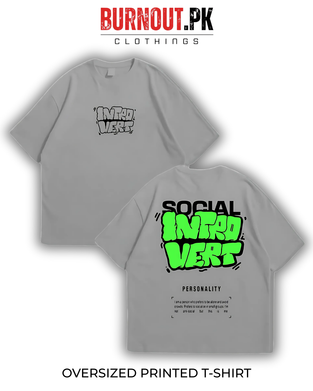 Introvert Oversized Dropshoulder Tee - DTF Printed Tshirt For Men and Women