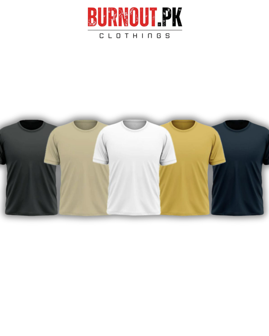 Pack of 5 Plain Half sleeves T-Shirt