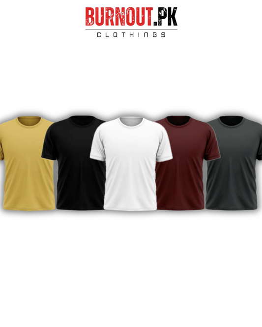 Pack of 5 Plain Half sleeves T-Shirt