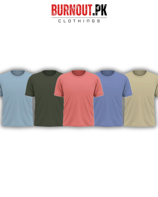 Pack of 5 Plain Half sleeves T-Shirt