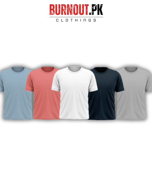 Pack of 5 Plain Half sleeves T-Shirt