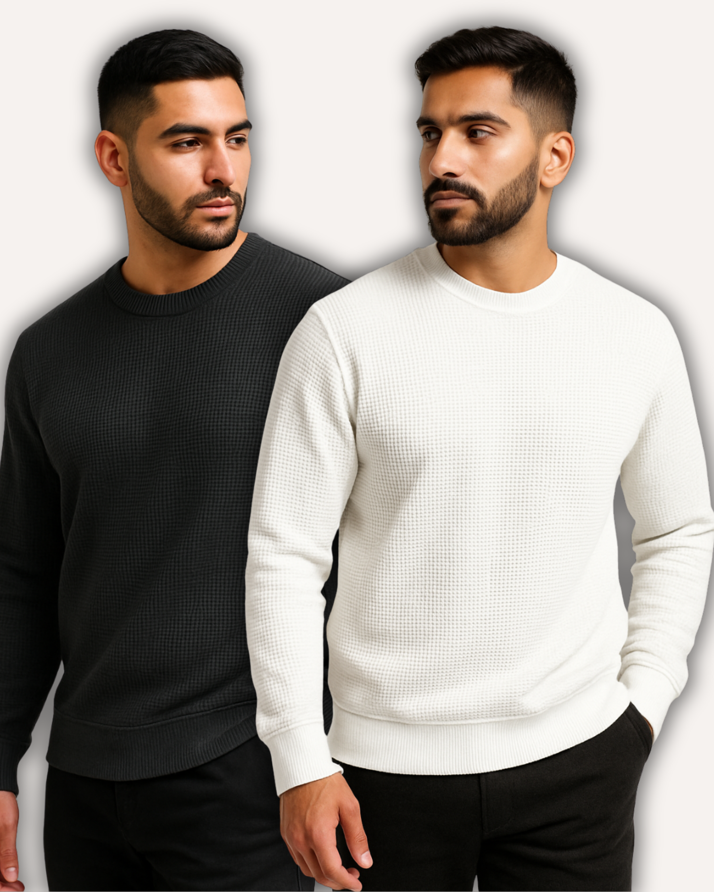 Pack of 2 Waffle-Knitted Sweatshirts