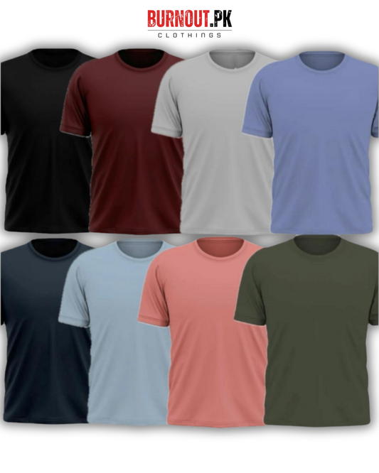 Pack of 8 Plain Half sleeves T-Shirt