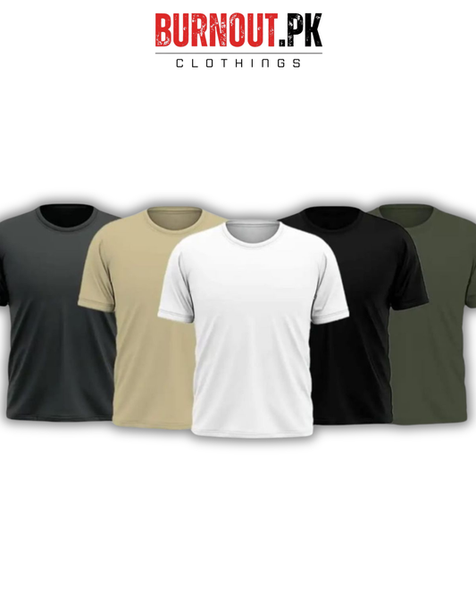 Pack of 5 Plain Half sleeves T-Shirt