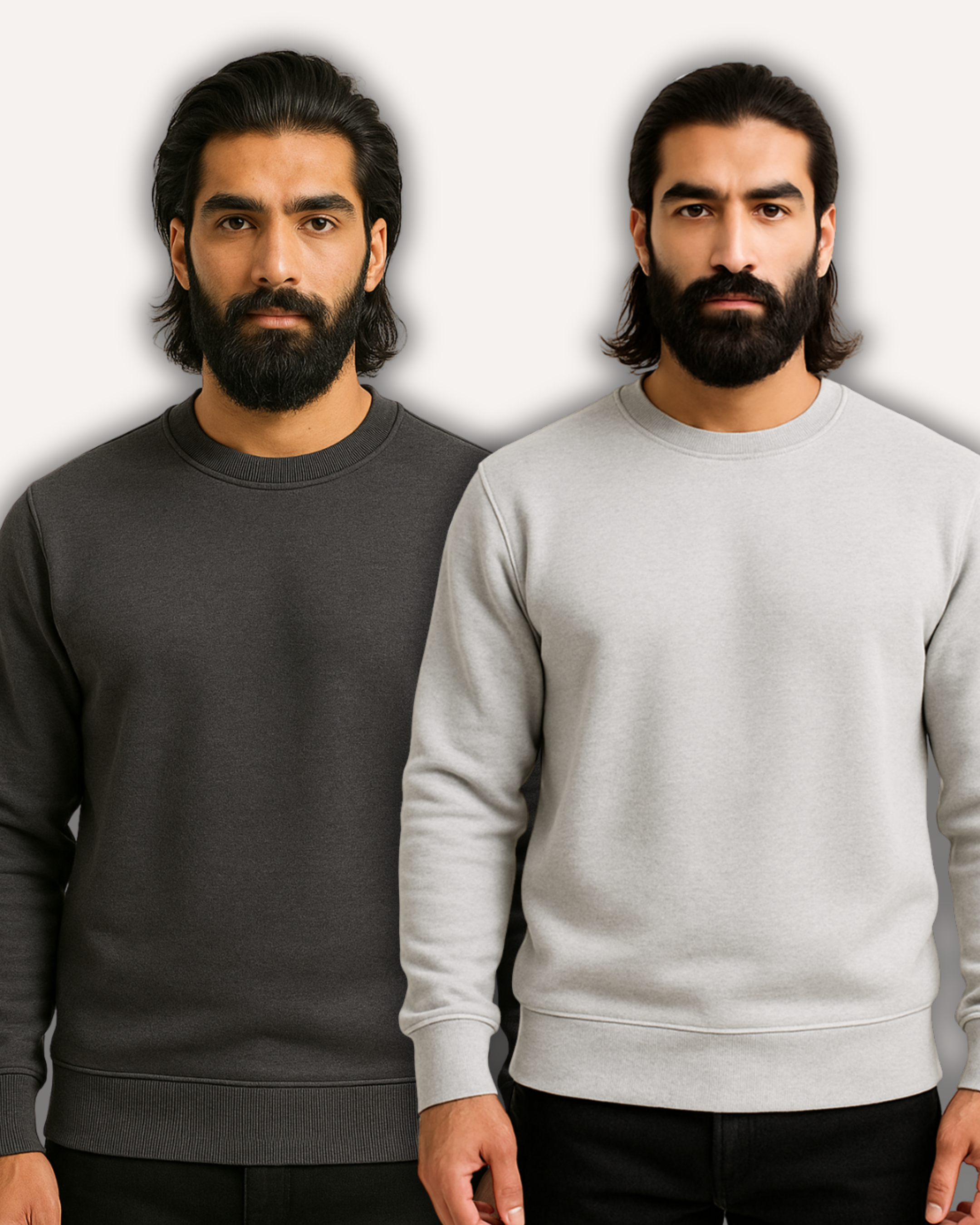 Pack of 2 Basic Charcoal & Grey Premium Men's Sweatshirt – Burnout