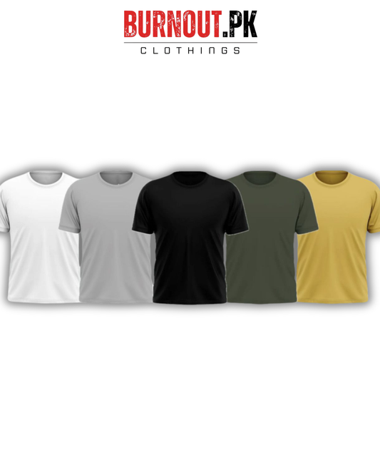 Pack of 5 Plain Half sleeves T-Shirt