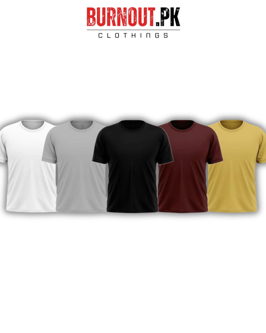 Pack of 5 Plain Half sleeves T-Shirt