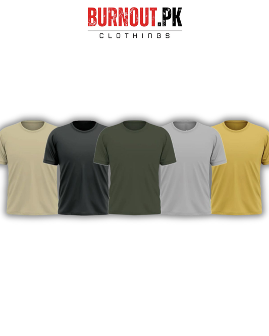 Pack of 5 Plain Half sleeves T-Shirt