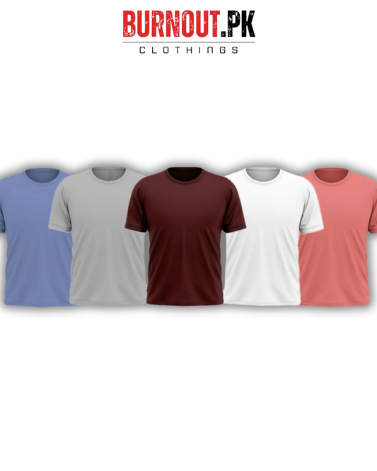 Pack of 5 Plain Half sleeves T-Shirt