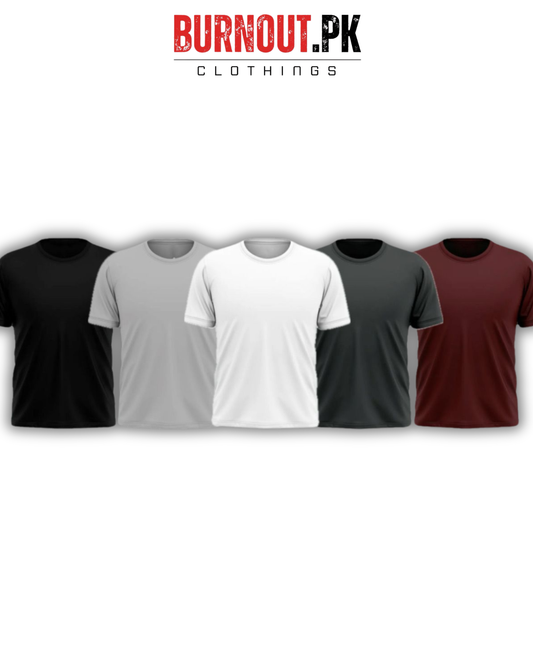 Pack of 5 Plain Half sleeves T-Shirt