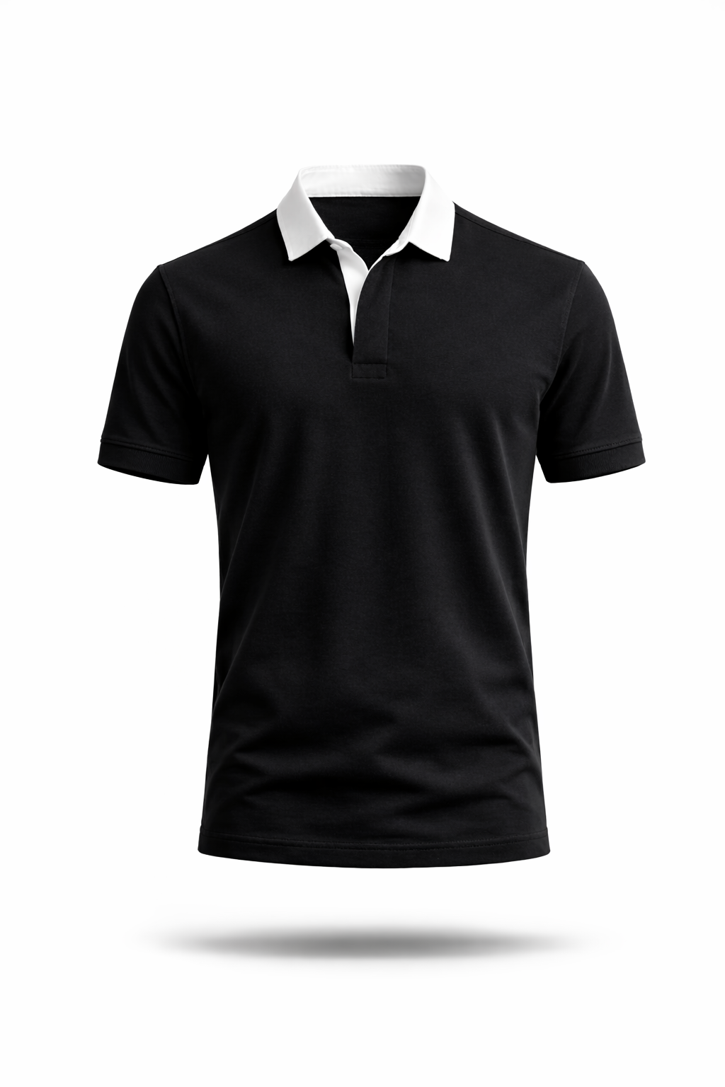 Black - Two Tone Johnny Collar Polo
