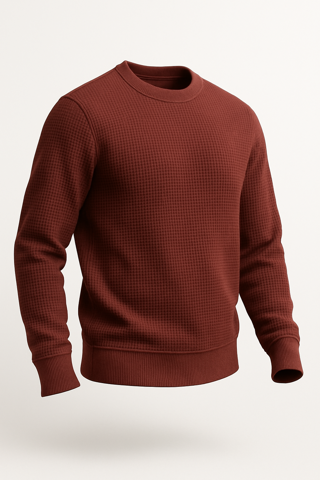 Maroon Waffle-Knitted Sweatshirt