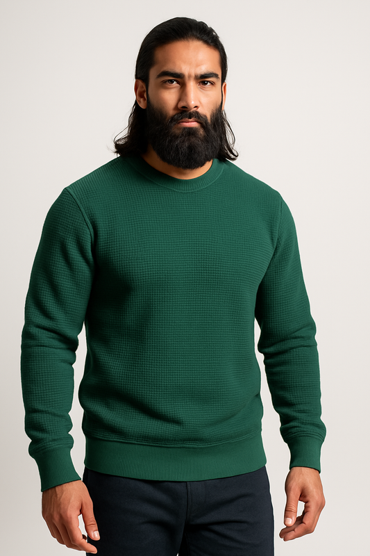 Pack of 2 Waffle-Knitted Sweatshirts