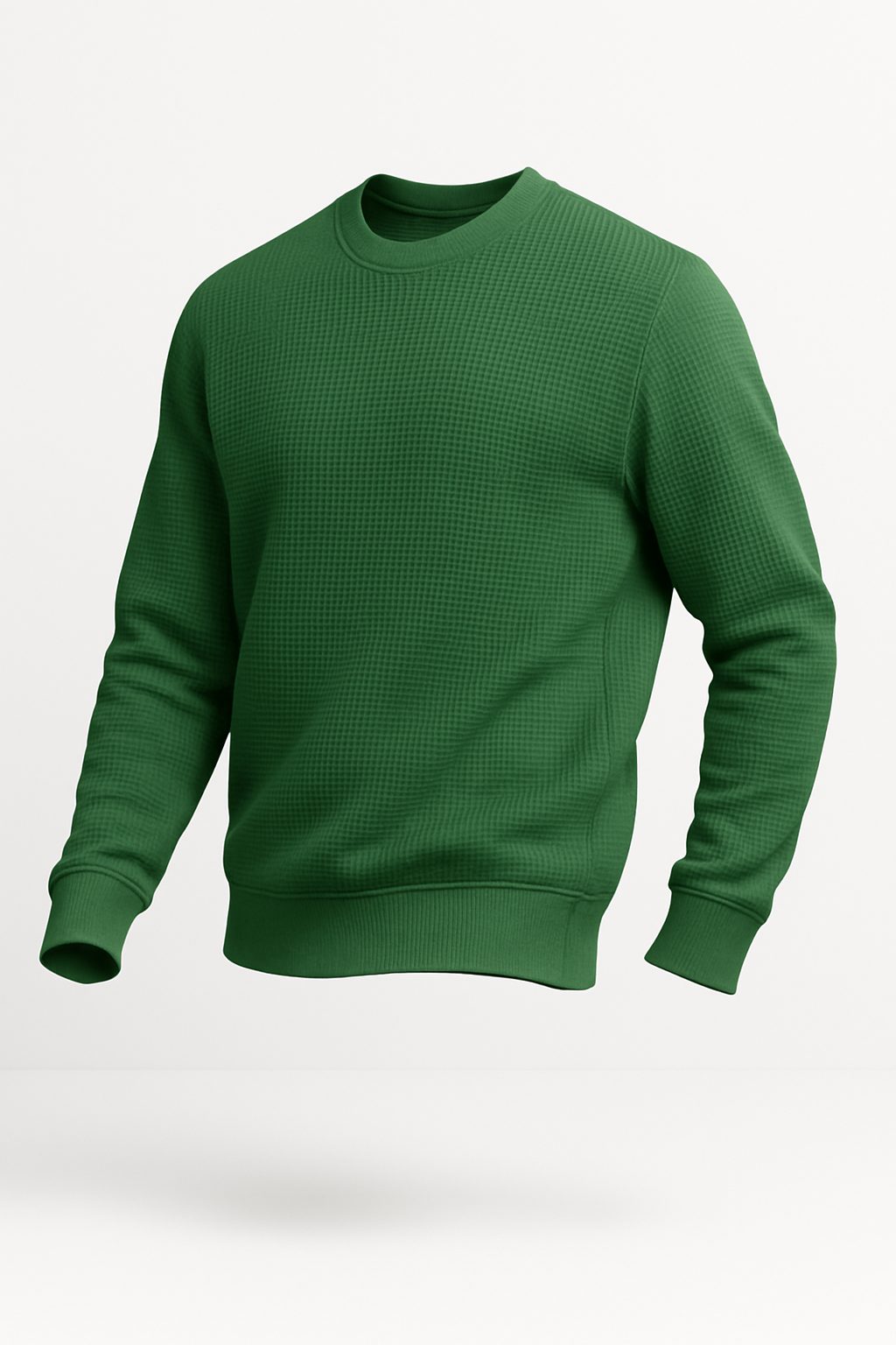 Green Waffle-Knitted Sweatshirt