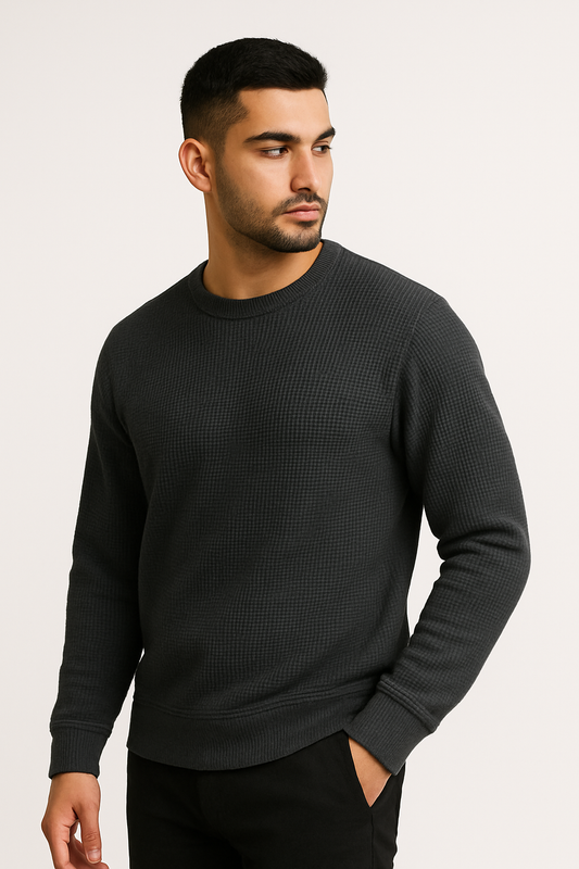 Pack of 2 Waffle-Knitted Sweatshirts