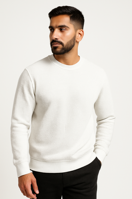 Pack of 2 Waffle-Knitted Sweatshirts