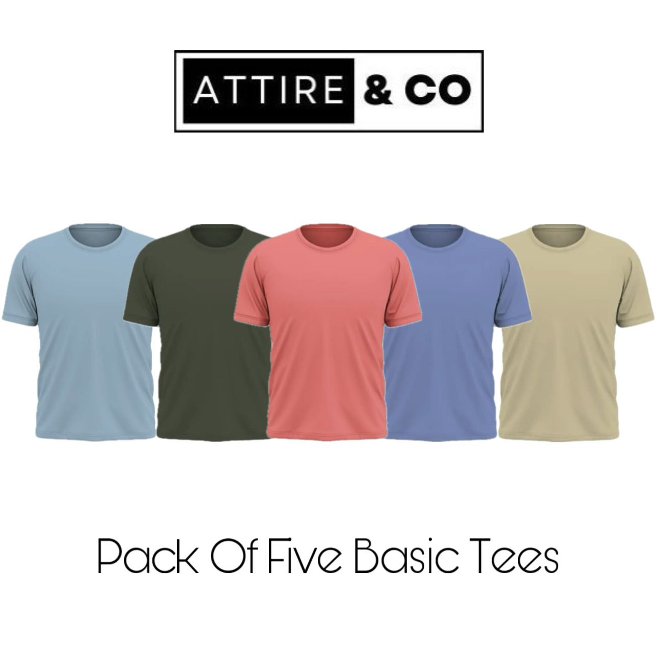 Pack of 5 Plain Half sleeves T-Shirt