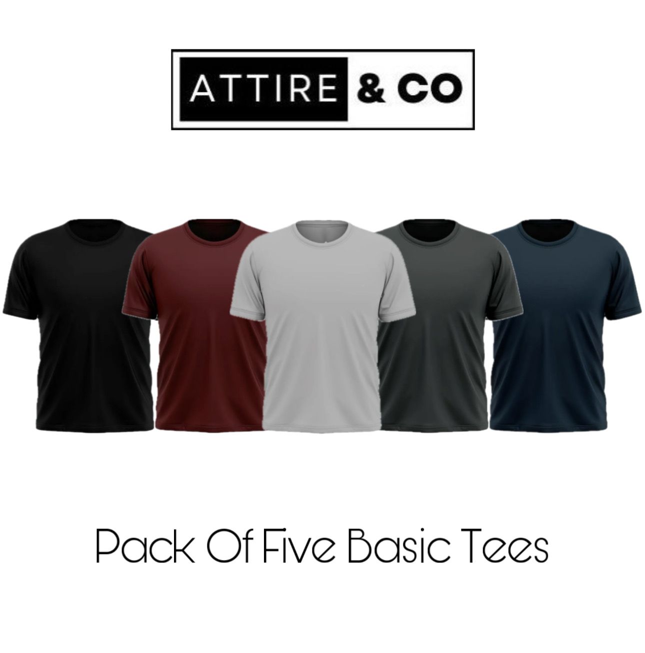 Pack of 5 Plain Half sleeves T-Shirt