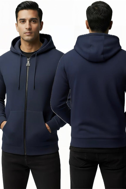Men’s Premium Zipper Hoodie - Navy Blue