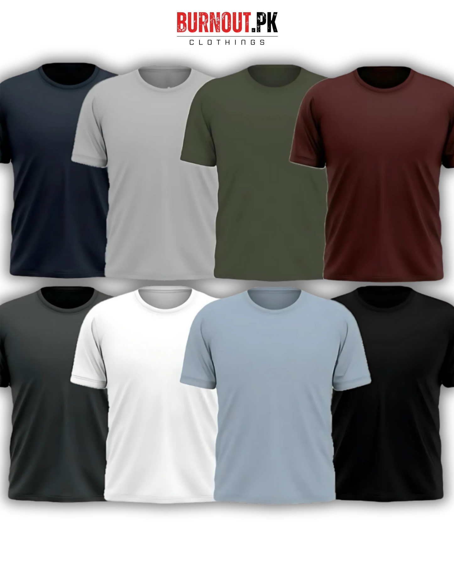 Pack of 8 Plain Half sleeves T-Shirt