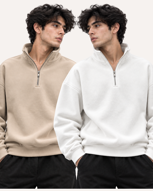 Pack of 2 Premium Fleece Half-Zip Basic Sweatshirts