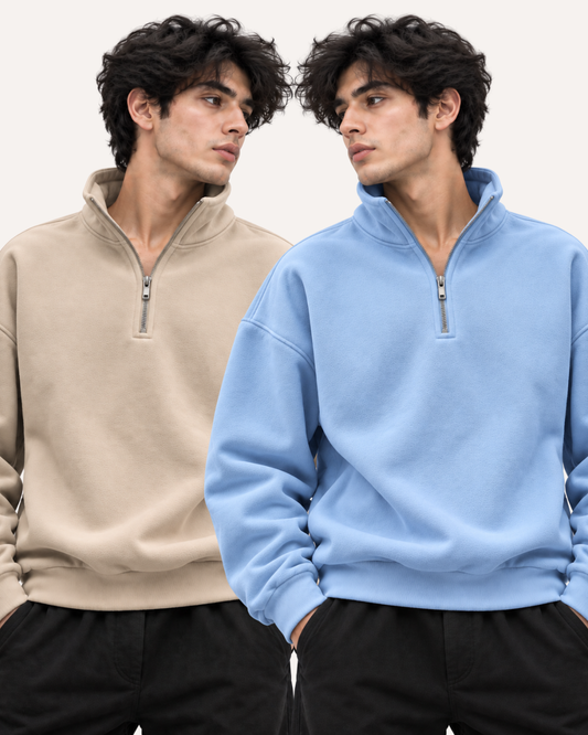Pack of 2 Premium Fleece Half-Zip Basic Sweatshirts