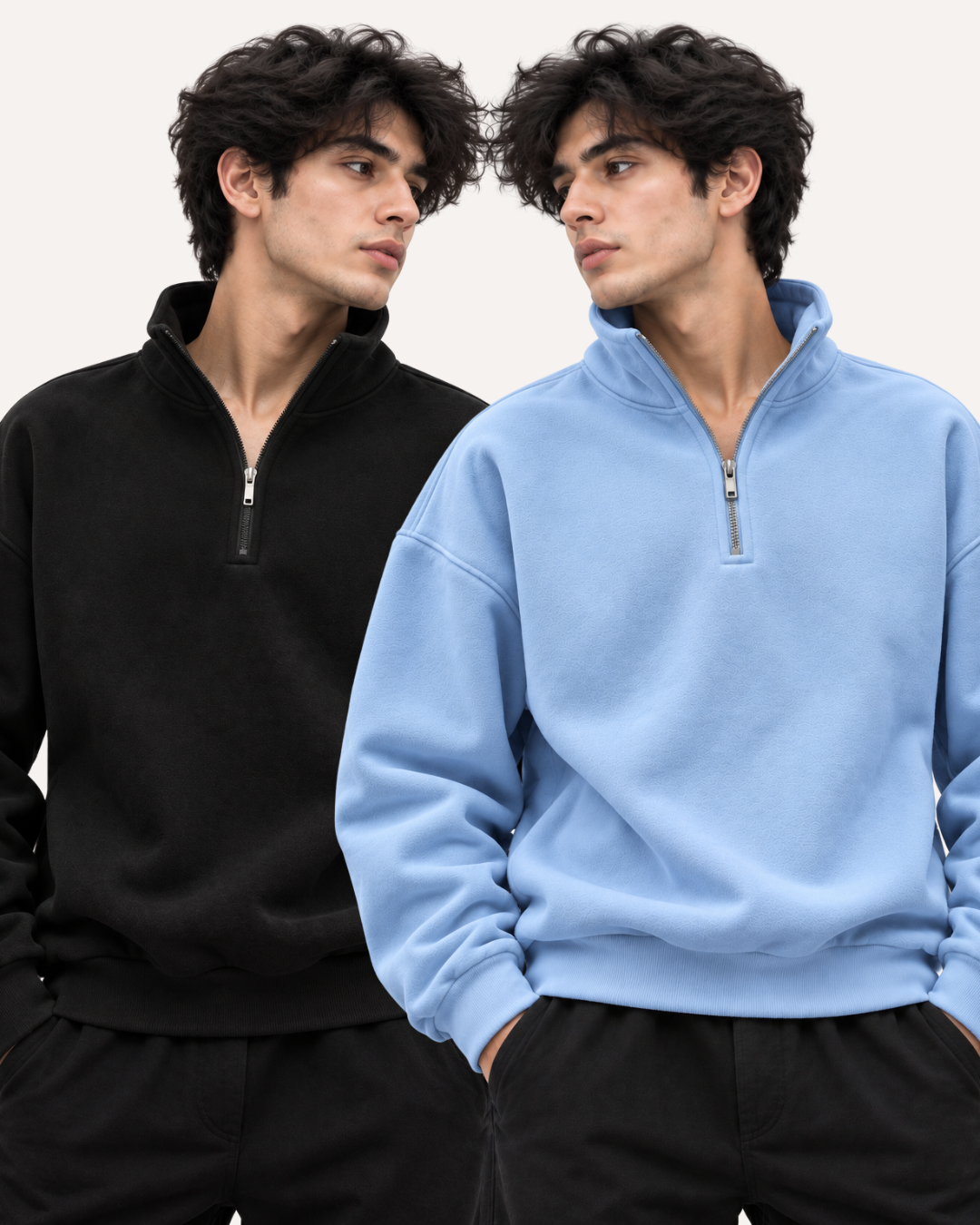 Pack of 2 Premium Fleece Half-Zip Basic Sweatshirts