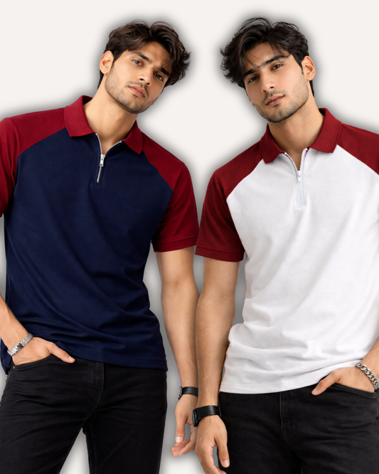 Pack of 2 Raglan Zipper Polos