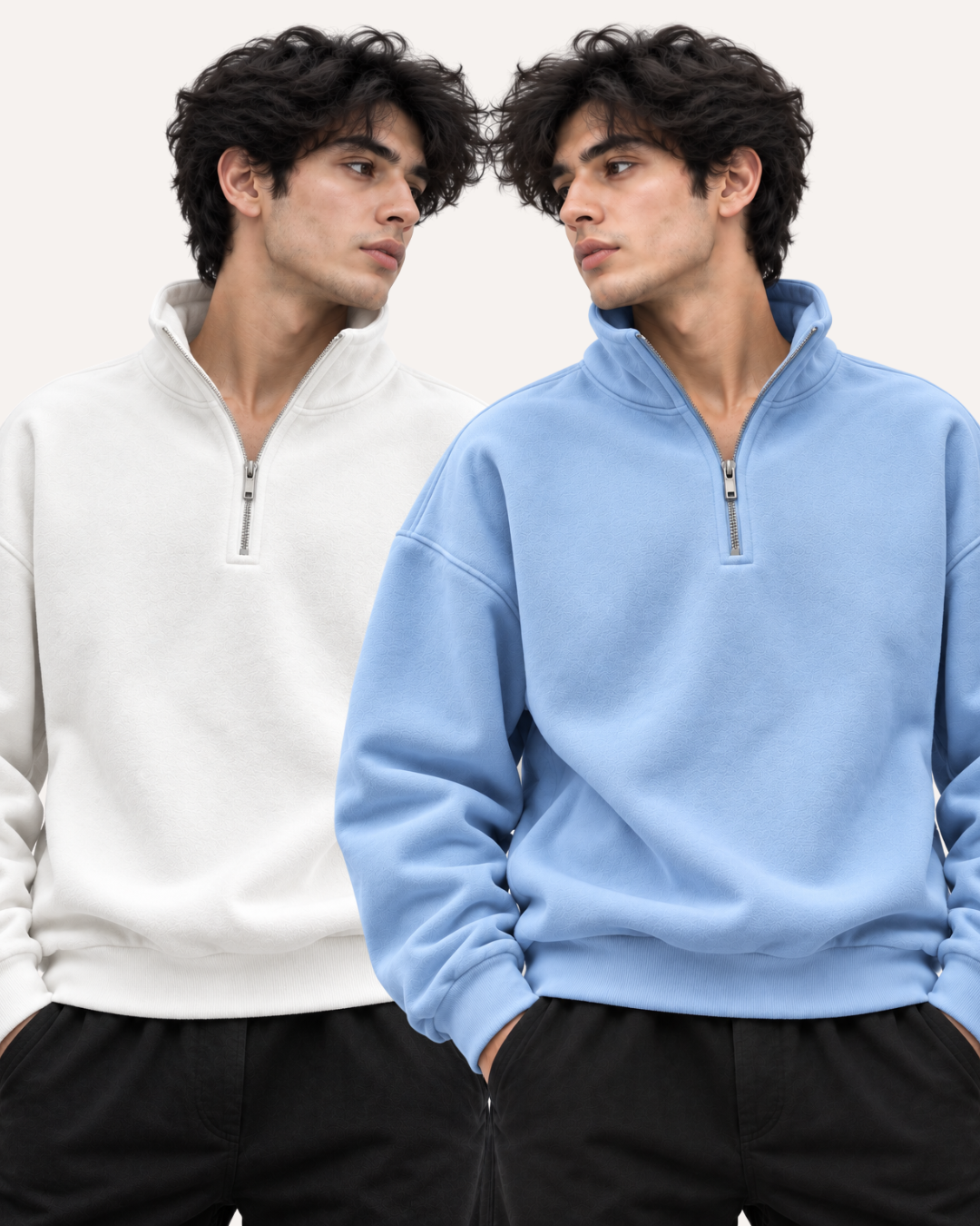 Pack of 2 Premium Fleece Half-Zip Basic Sweatshirts