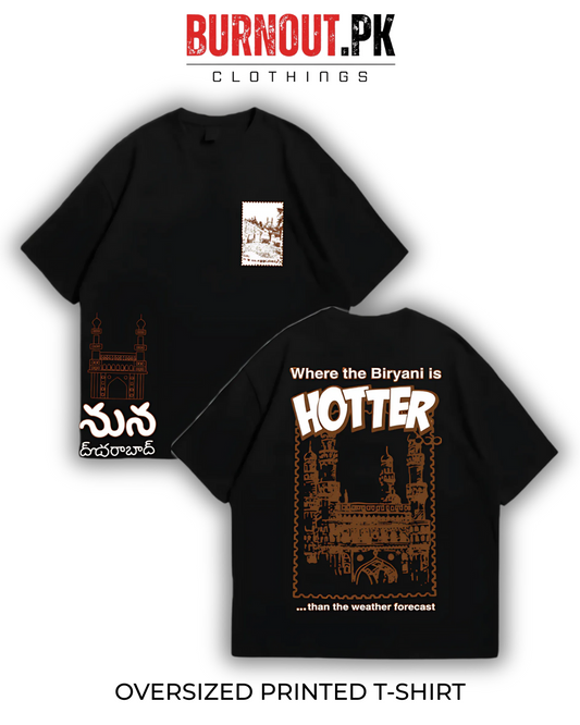 Where The Biryani is Hotter Oversized Dropshoulder Tee - DTF Printed Tshirt For Men and Women