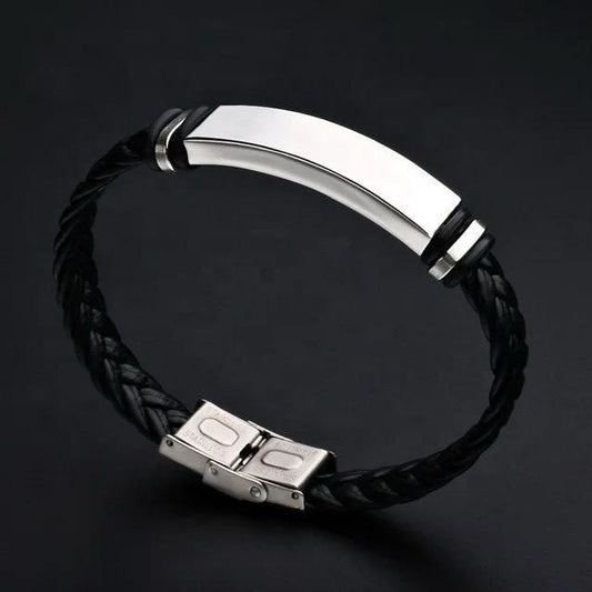 Hand Woven Leather Cuff Bracelet(Black)