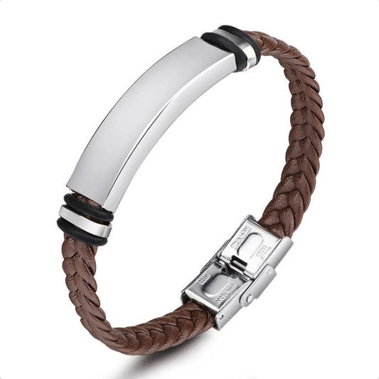 Hand Woven Leather Cuff Bracelet(Brown)