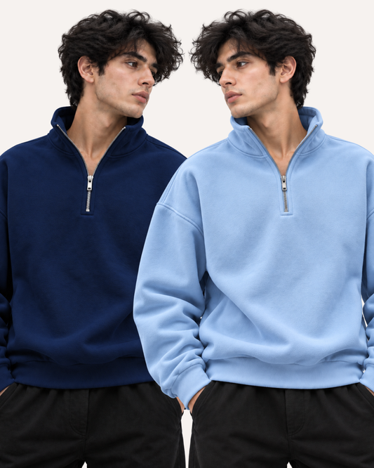 Pack of 2 Premium Fleece Half-Zip Basic Sweatshirts