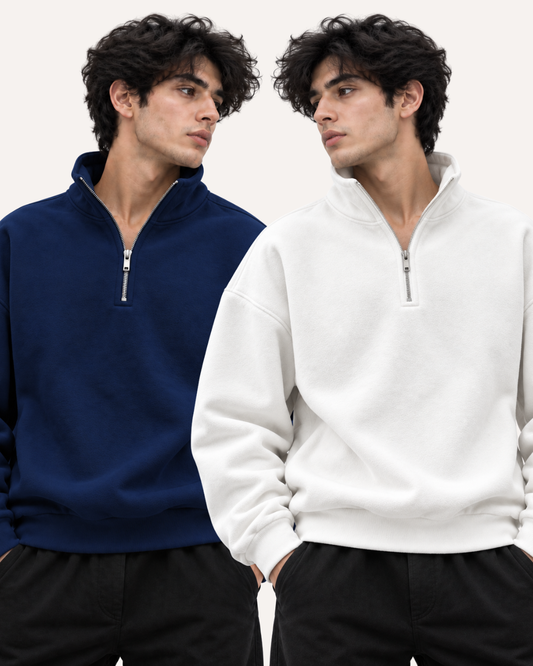 Pack of 2 Premium Fleece Half-Zip Basic Sweatshirts