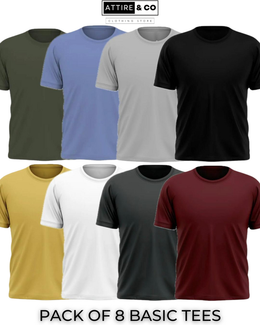 Pack of 8 Plain Half sleeves T-Shirt