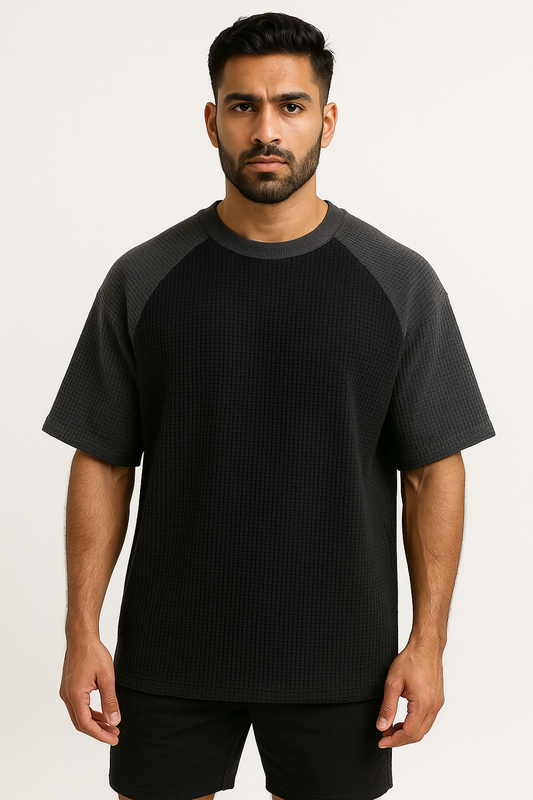 Pack of 2 - Oversized Raglan Waffle Knit T-Shirts