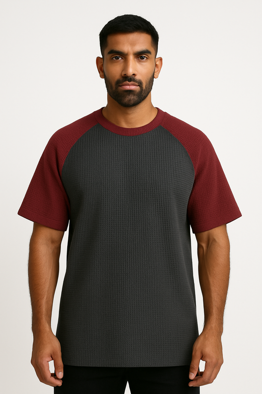 Pack of 2 - Oversized Raglan Waffle Knit T-Shirt