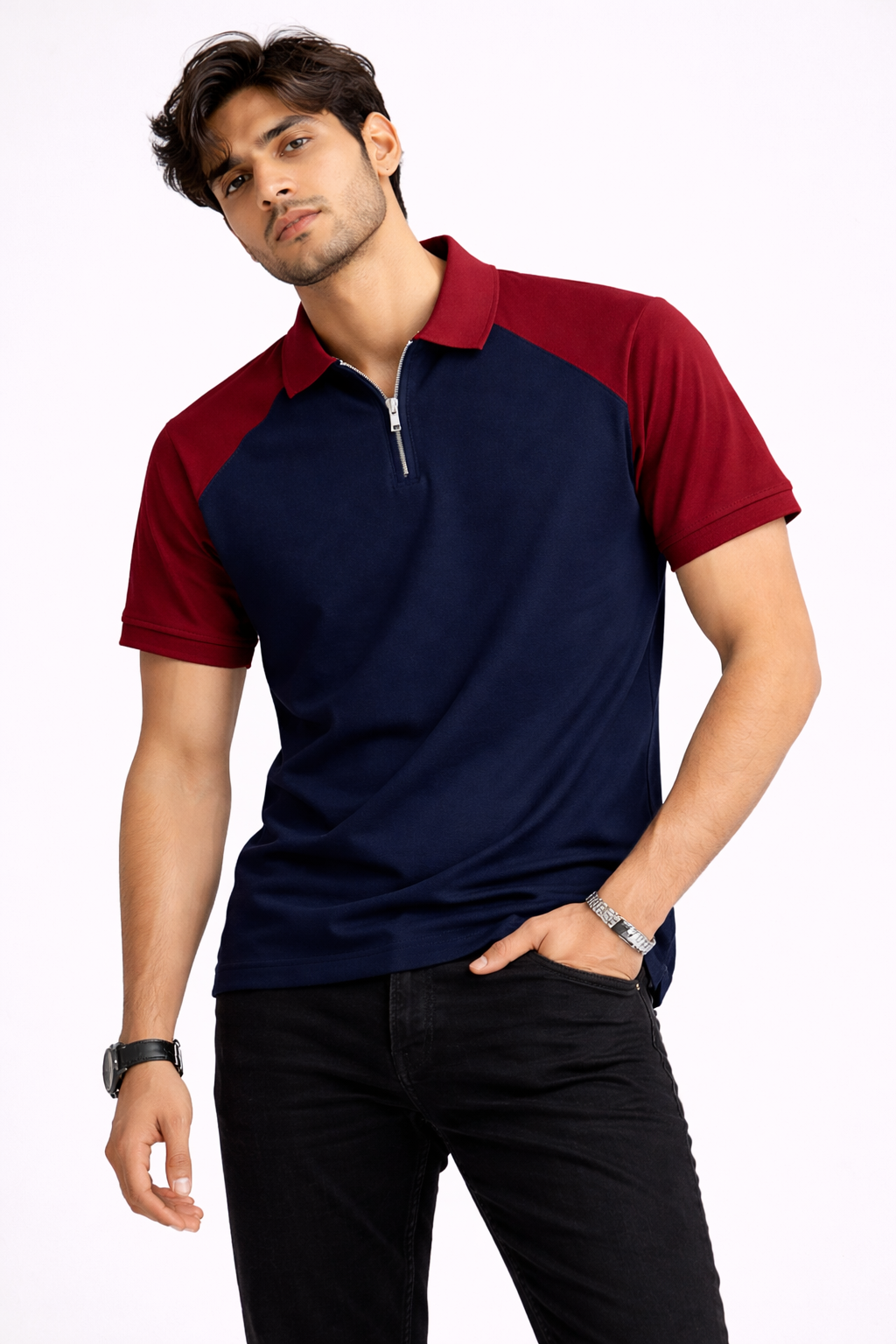 Men’s Raglan Zipper Polo