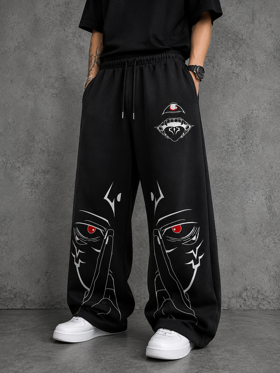 Black Oversized Baggy Trouser ( Anime Face )