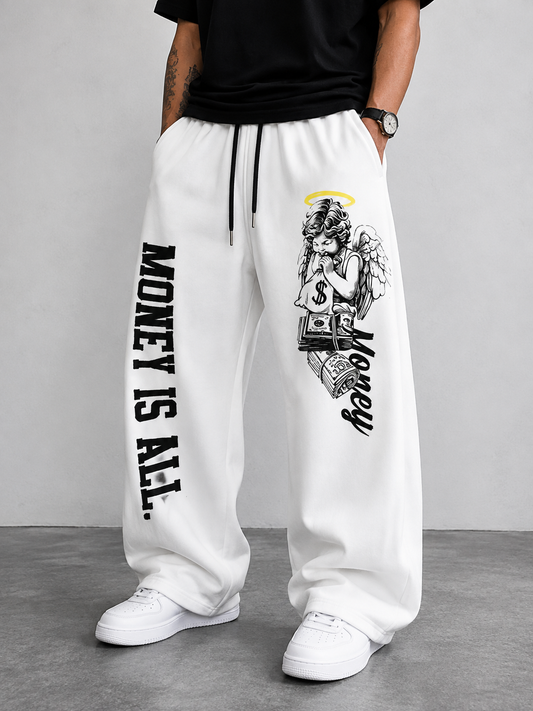 White Oversized Baggy Trouser ( Money Is All )