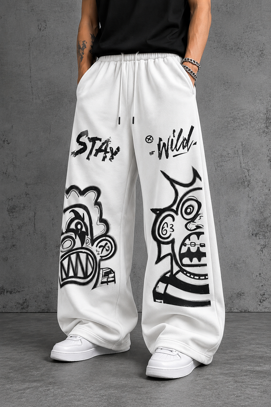 White Oversized Baggy Trouser ( Stay Wild )