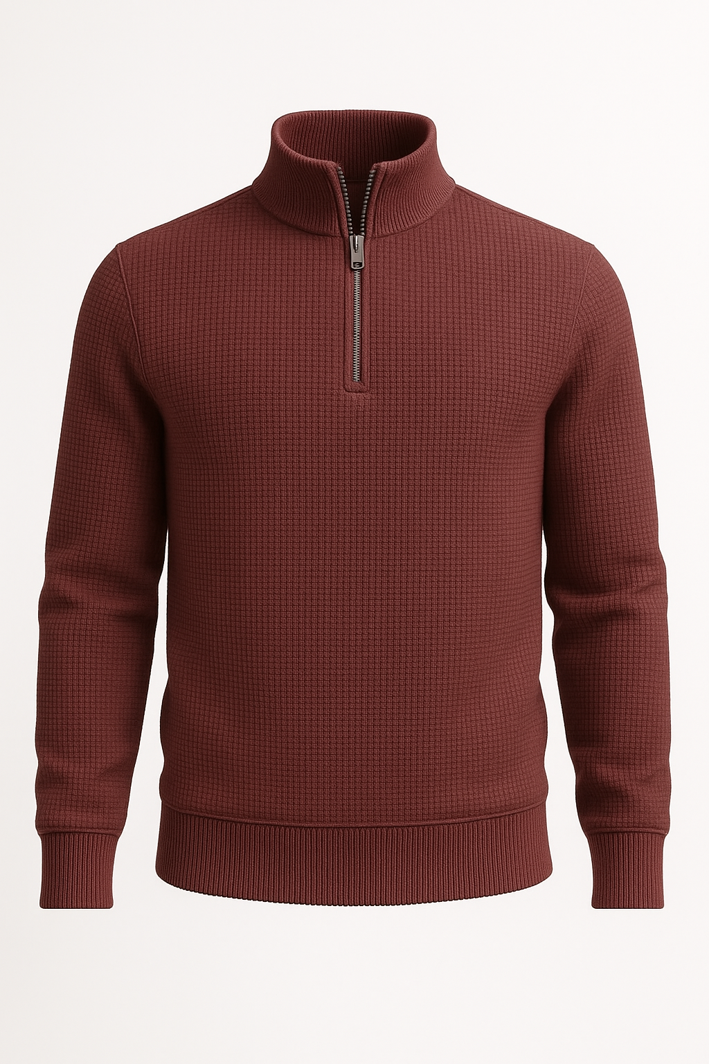 Pack of 2 White & Maroon WaffleZip Mocknecks