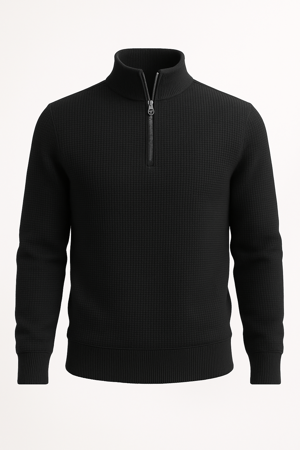 Pack of 2 Black & Charcoal WaffleZip Mocknecks