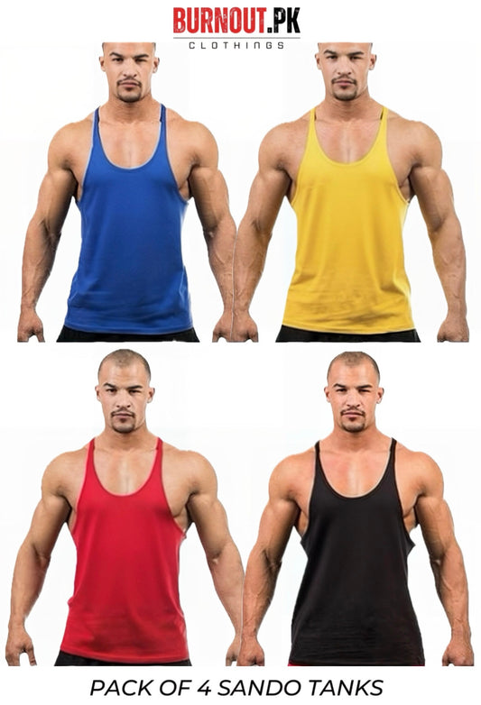 Pack of 4 Basic Gym Sando Tanks
