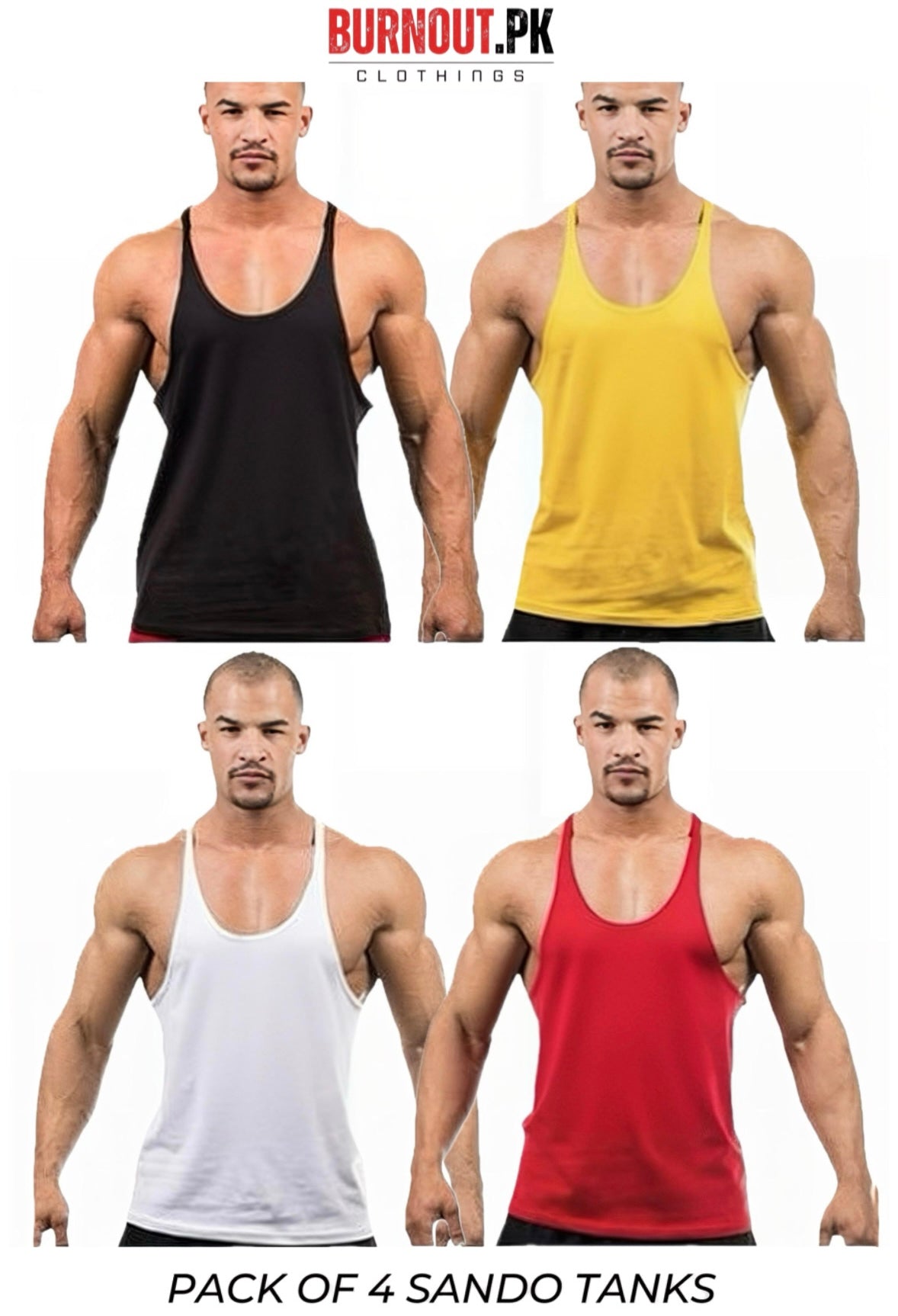 Pack of 4 Basic Gym Sando Tanks