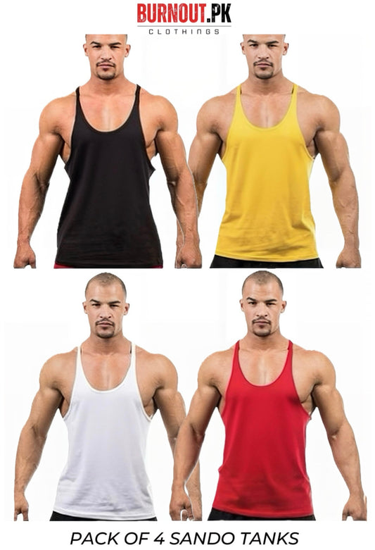 Pack of 4 Basic Gym Sando Tanks