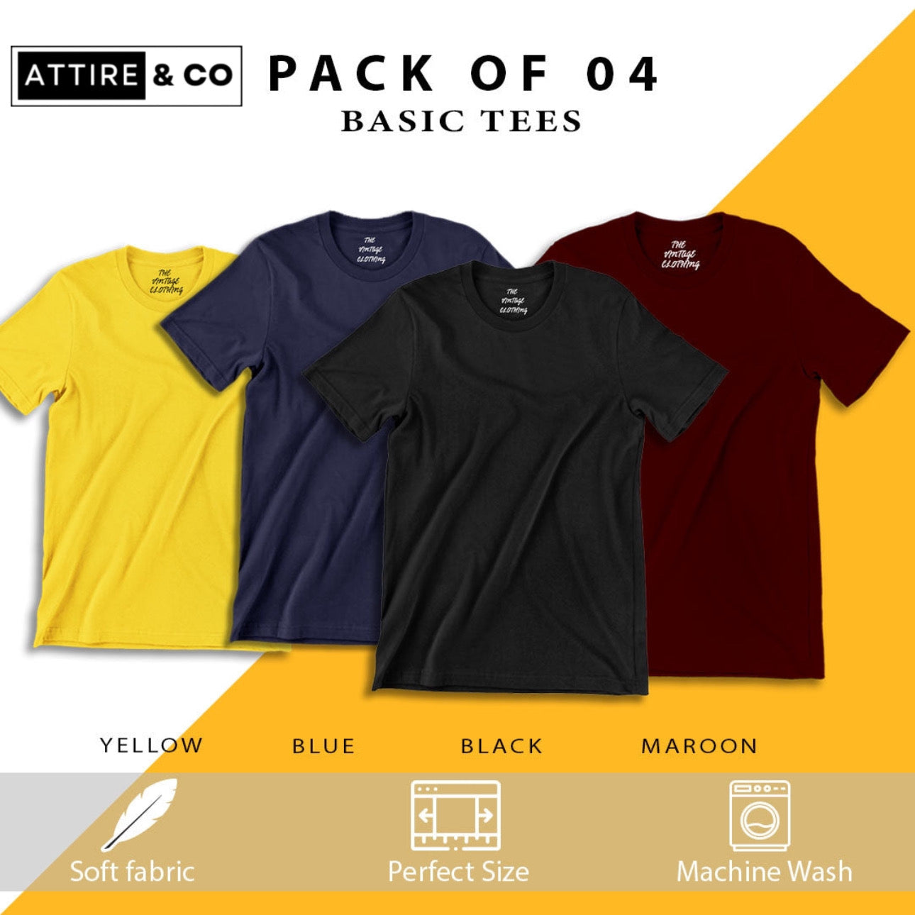 Pack of 4 plain Half sleeves T-Shirt