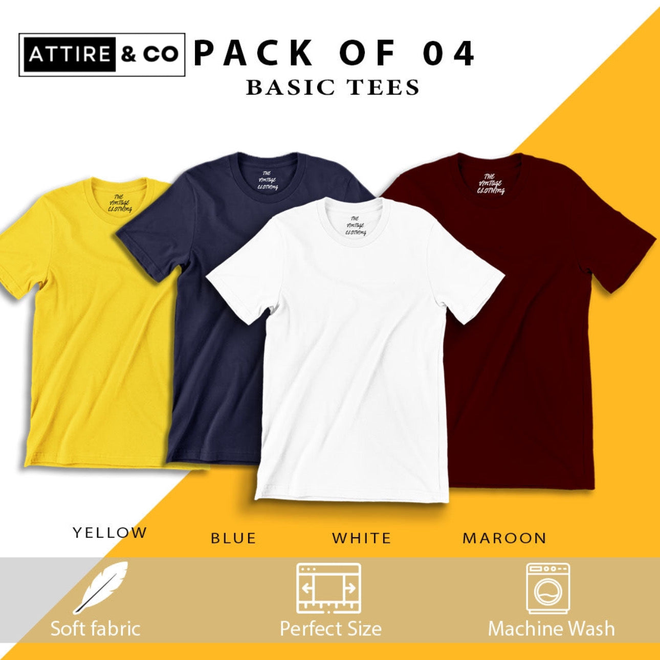 Pack of 4 plain Half sleeves T-Shirt