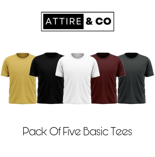 Pack of 5 Plain Half sleeves T-Shirt