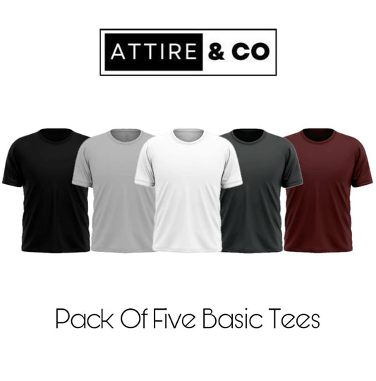 Pack of 5 Plain Half sleeves T-Shirt